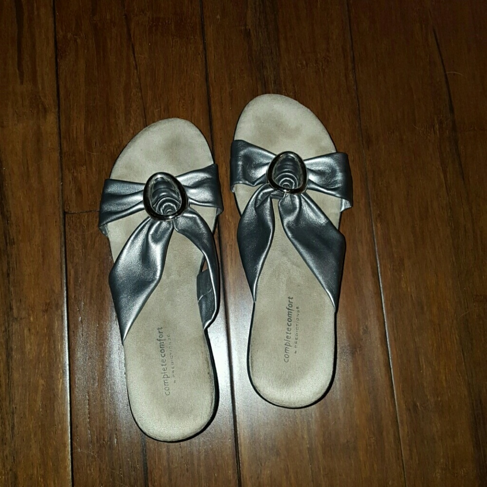 Silver wedged sandals